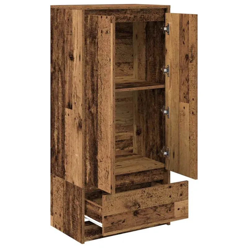 Spintelė su 2 stalčiais, sena mediena 55,5x34x119,5 cm, mediena