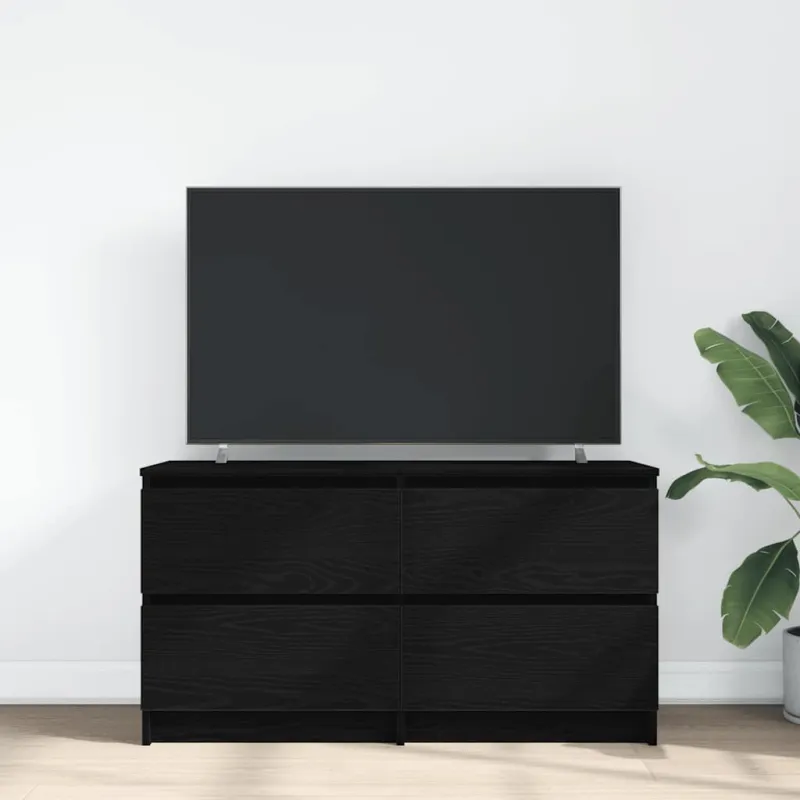 Televizoriaus spintelė, juodos spalvos, 100x35x54 cm, mediena