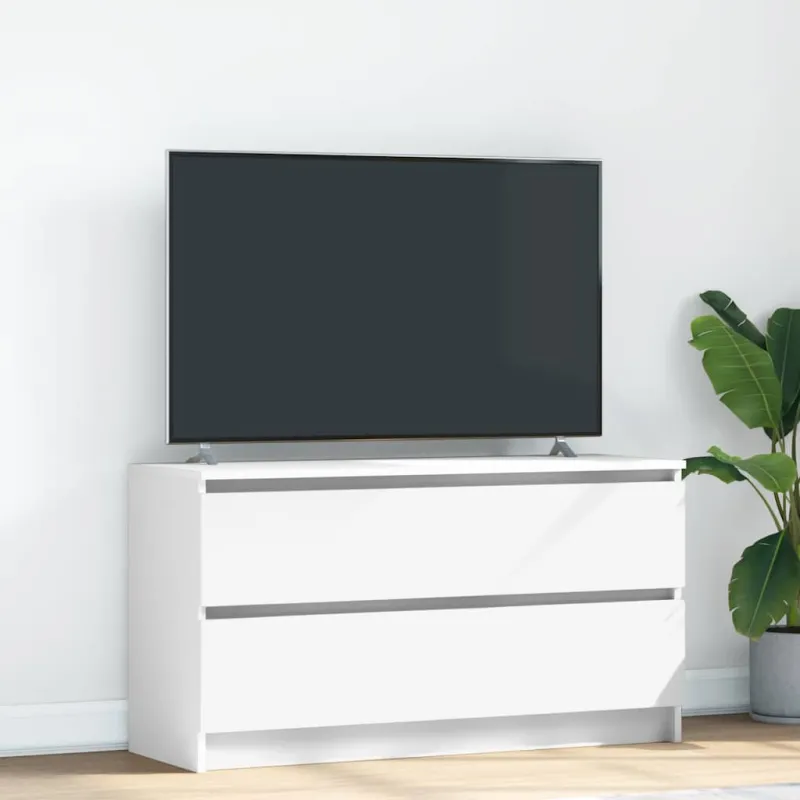 Televizoriaus spintelė, balta, 100x35x54 cm, apdirbta mediena