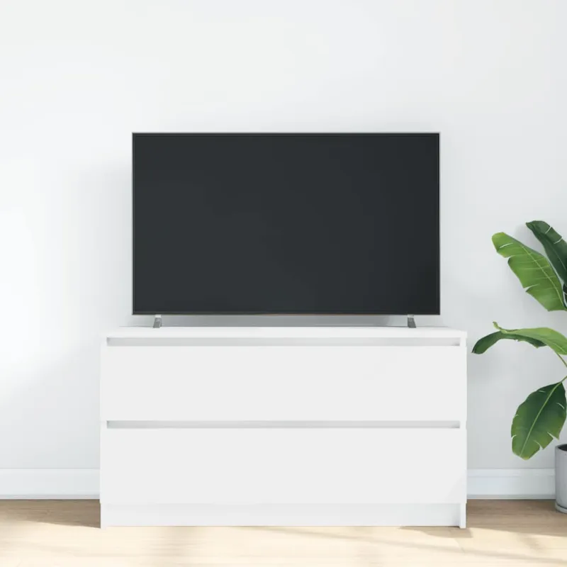 Televizoriaus spintelė, balta, 100x35x54 cm, apdirbta mediena