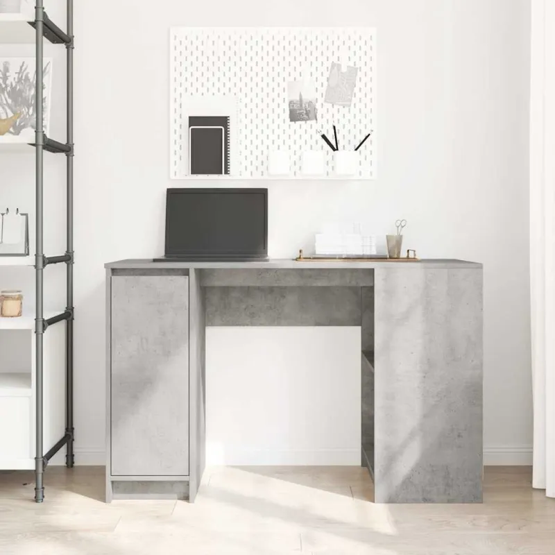 Rašomasis stalas, betono pilkas, 120x42x76 cm, apdirbta mediena
