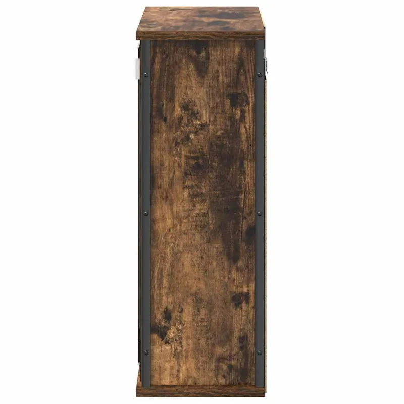 sieninė vonios spintelė su veidrodžiu rūkyto ąžuolo 50x21x60 cm