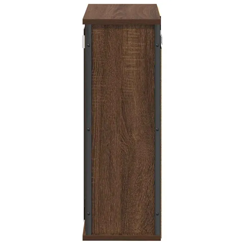 sieninė vonios spintelė su veidrodžiu rudas ąžuolas 50x21x60 cm