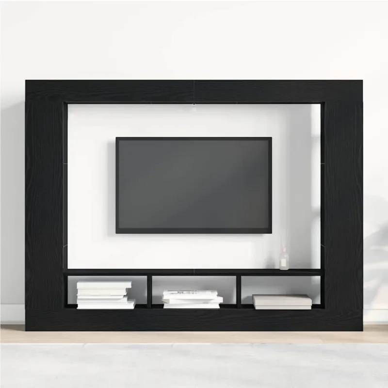 Televizoriaus spintelė juoda ąžuolo 152 x 22 x 113 cm