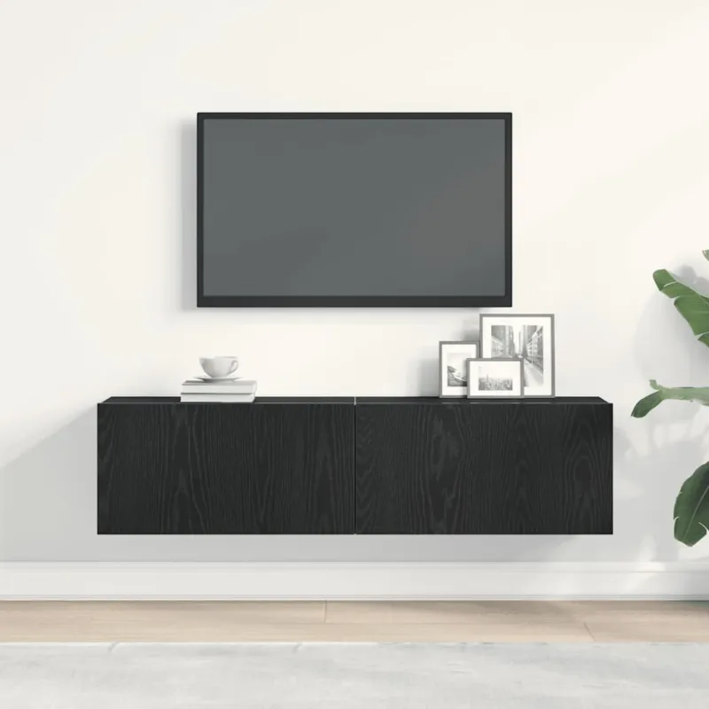 Televizoriaus spintelė, juodas ąžuolas, 120x30x30,5 cm, mediena