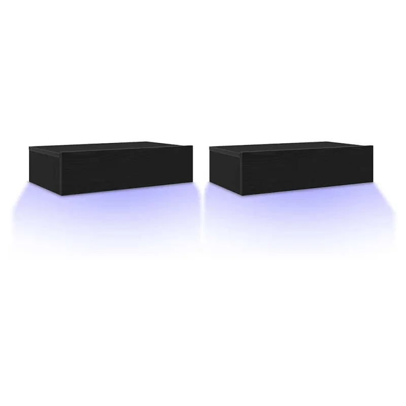 TV spintelės su LED lemputėmis, 2 vnt., juodo ąžuolo spalvos, 60x35x15,5 cm