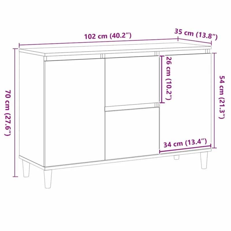 Kabalas su stalčių Juoda 102 x 35 x 60 cm Apdirbta mediena