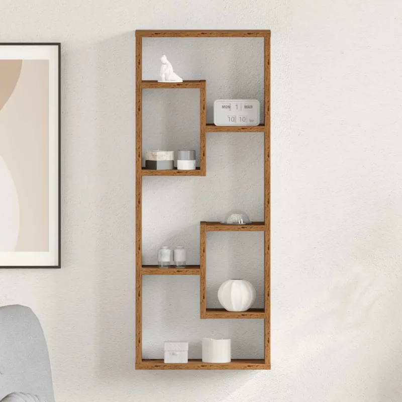 Sieninė lentyna, senovinė mediena, 36x16x90cm, inžinerinė mediena