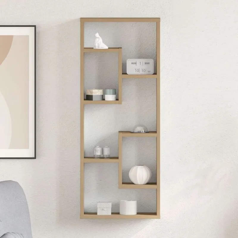 Sieninė lentyna, ąžuolo spalvos, 36x16x90cm, inžinerinė mediena