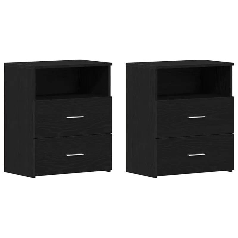 Naktinis staliukas 2 pcs Juodas ąžuolas 50 x 32 x 60 cm