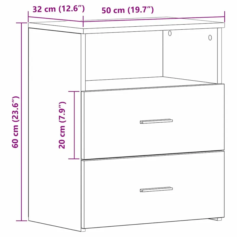 Naktinis staliukas 2 pcs Juodas ąžuolas 50 x 32 x 60 cm