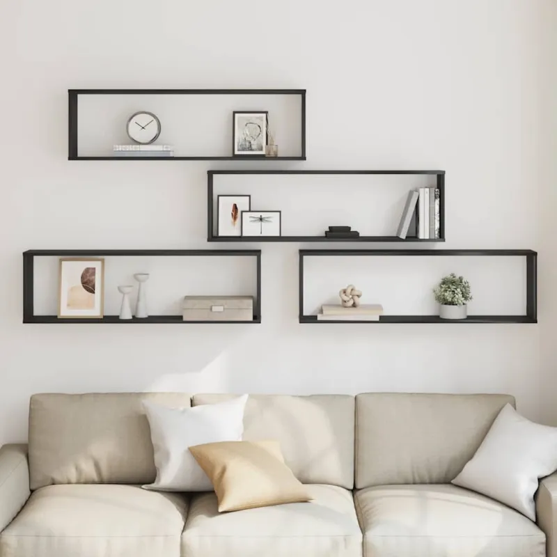 Wall Cube lentynos 4 vnt Juodas ąžuolas 100x15x30 cm