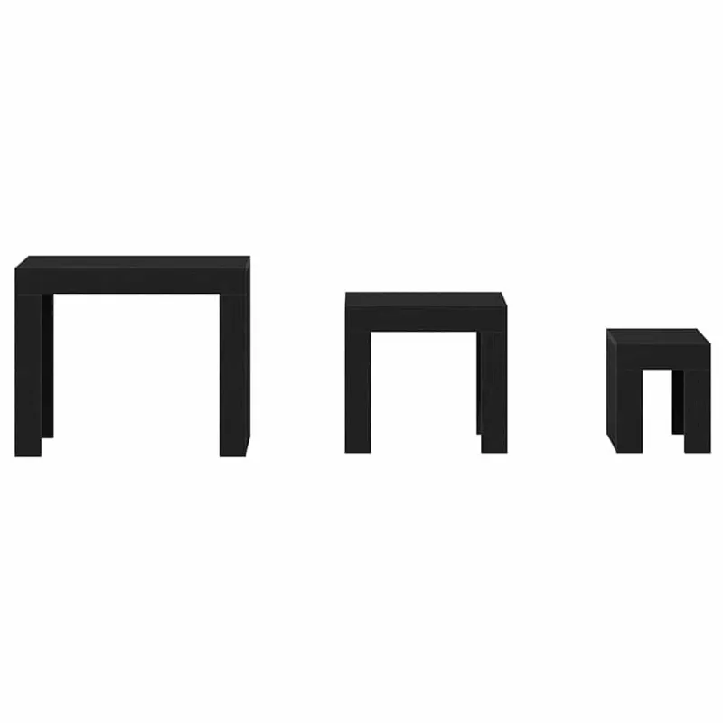 Sustūmiami staliukai 3 pcs Juodas ąžuolas Apdirbta mediena
