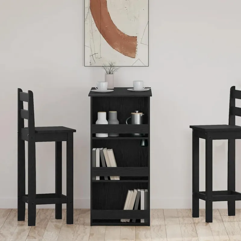 Baro stalas su lentyna, juodos ąžuolas, 102x50x103,5cm, mediena