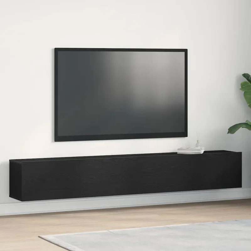 Televizoriaus spintelė 2 pcs Juoda 100 x 30 x 30 cm