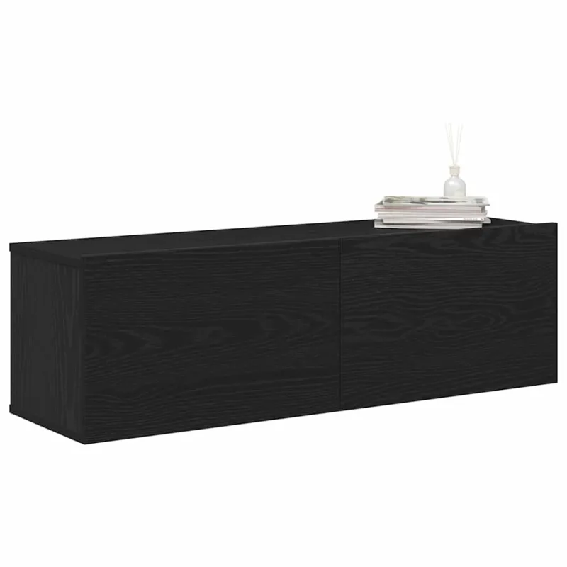 Televizoriaus spintelė 2 pcs Juoda 100 x 30 x 30 cm