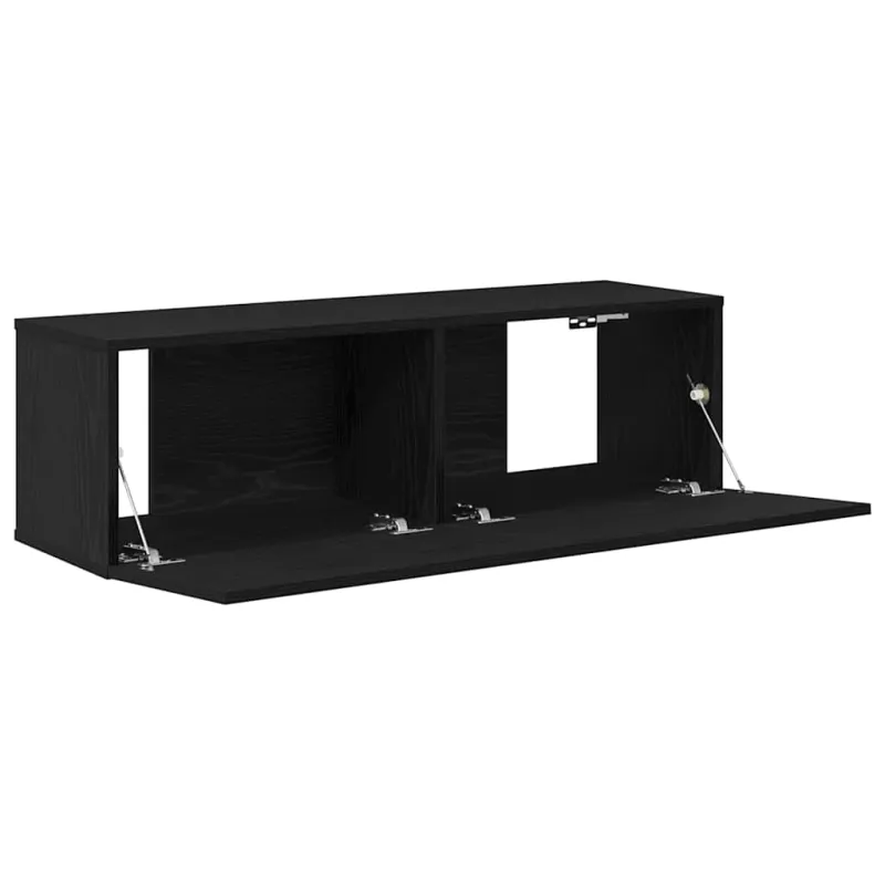 Televizoriaus spintelė 2 pcs Juoda 100 x 30 x 30 cm