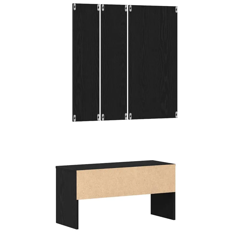 Prieškambario baldų komplektas su stalčių 4 pcs Juodas ąžuolas