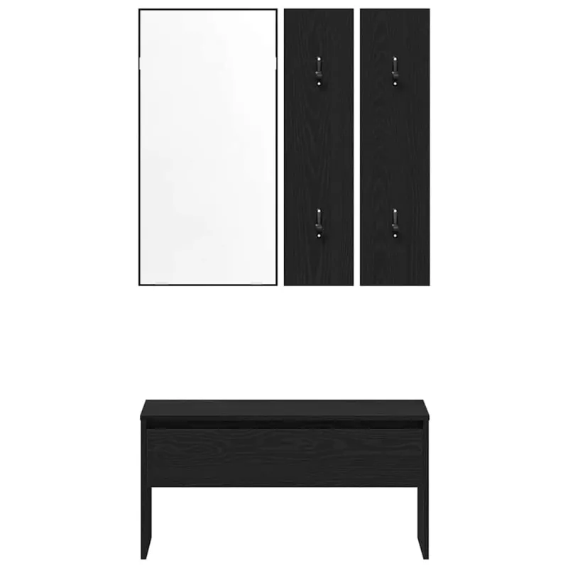 Prieškambario baldų komplektas su stalčių 4 pcs Juodas ąžuolas