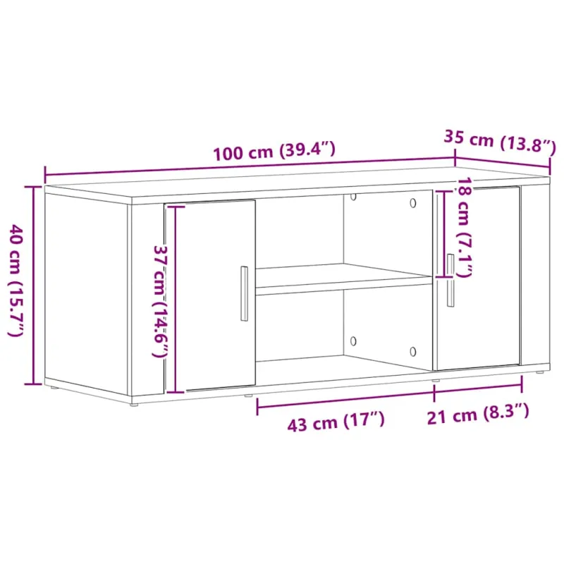 Televizoriaus spintelė artisano ąžuolo 100 x 35 x 40 cm