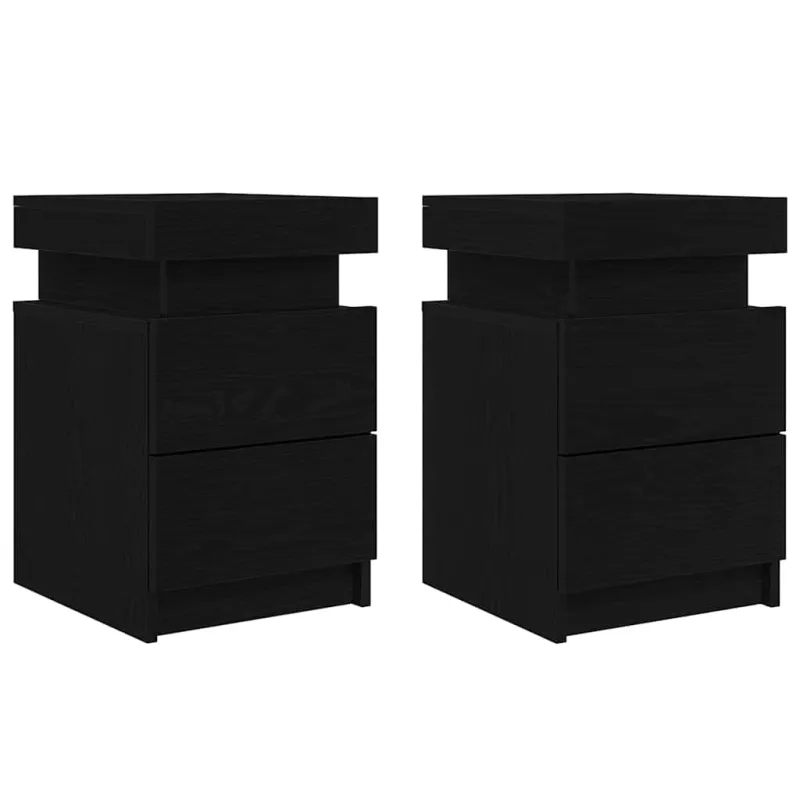 Šalia lovos spintelė 2 pcs Juodas ąžuolas 35 x 39 x 55 cm