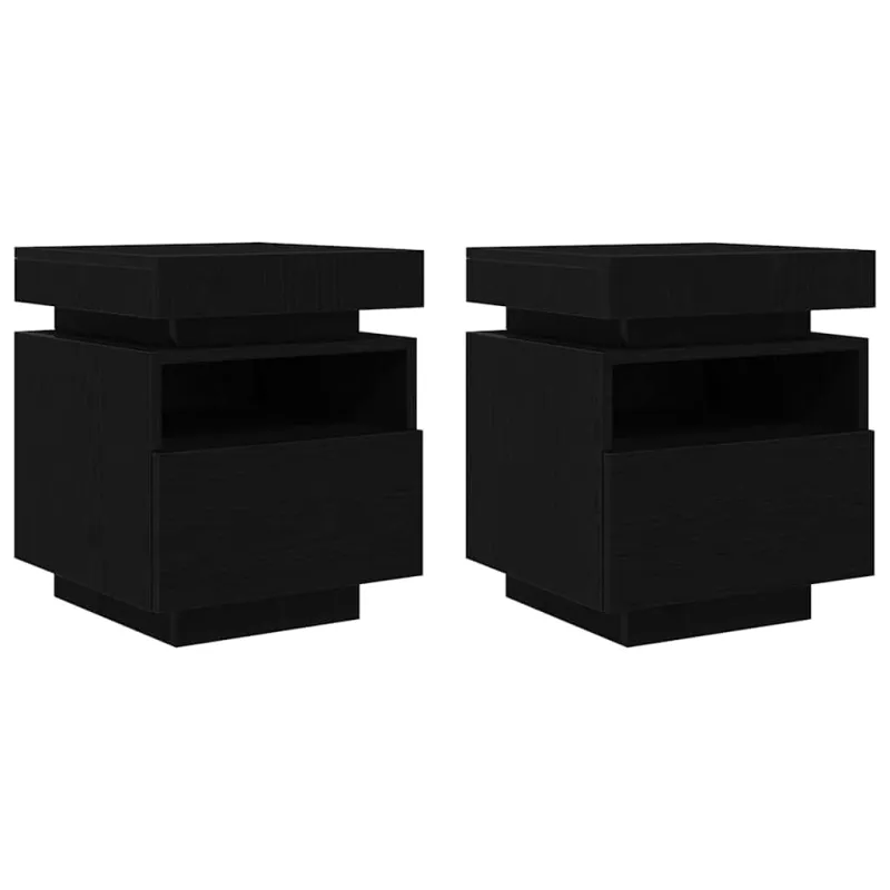 Šalia lovos spintelė 2 pcs Juodas ąžuolas 40 x 39 x 48,5 cm