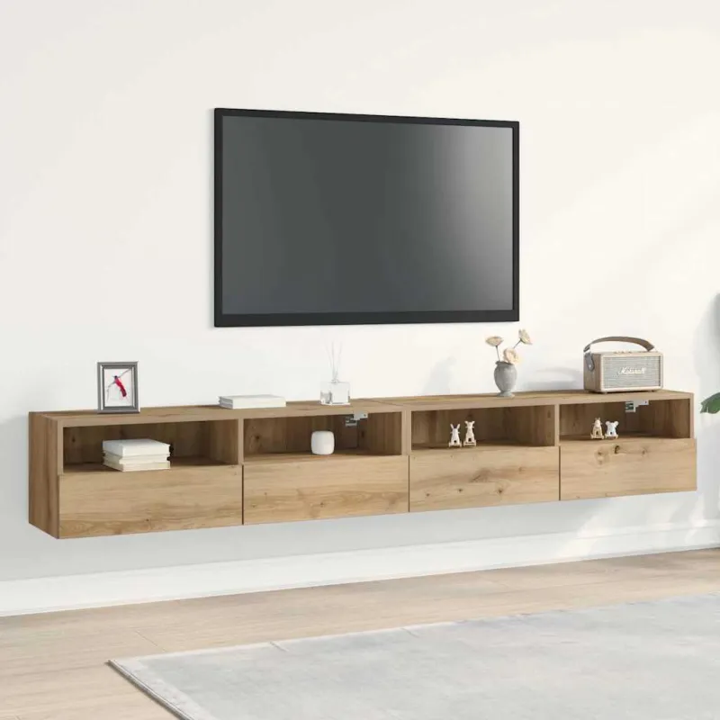 TV sieninė spintelė 2 pcs artisano ąžuolo 100 x 30 x 30 cm