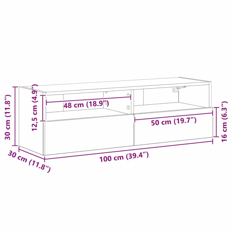 TV sieninė spintelė 2 pcs artisano ąžuolo 100 x 30 x 30 cm