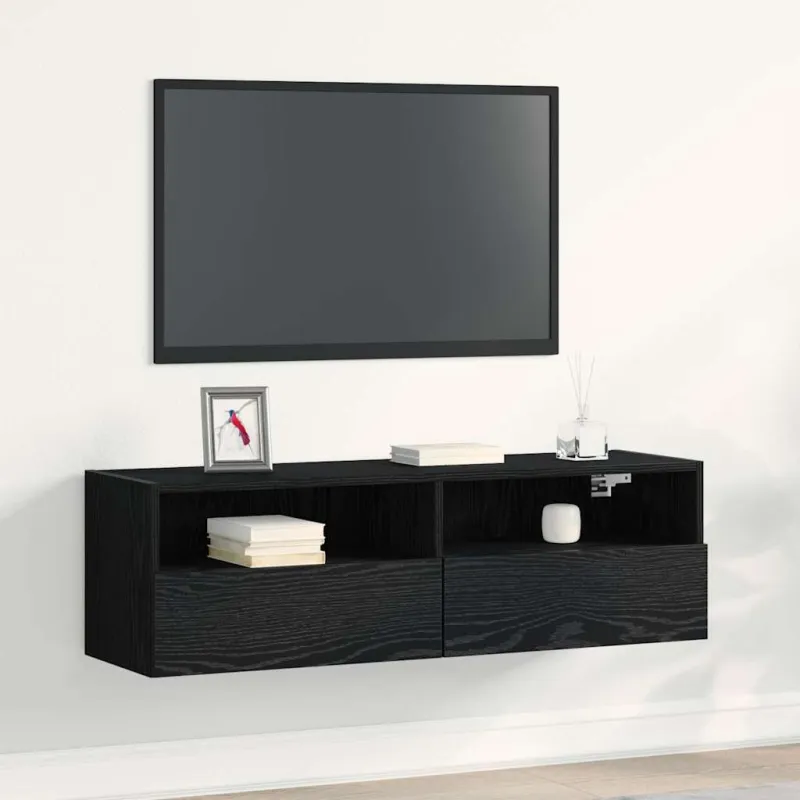 TV sieninė spintelė Juodas ąžuolas 100 x 30 x 30 cm