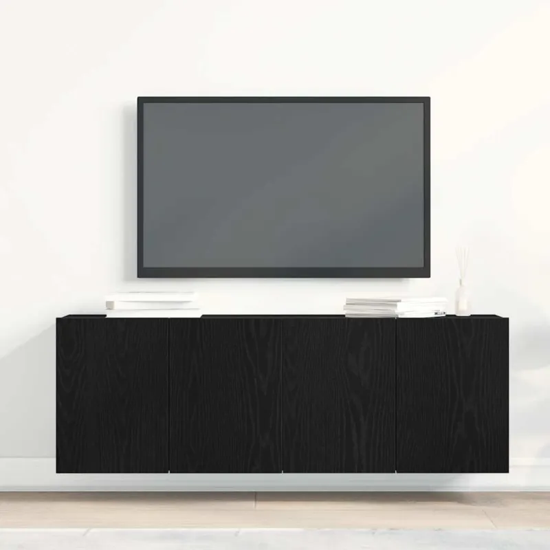 TV spintelės, 2 vnt., juodo ąžuolo spalvos, 120x30x41 cm, inžinerinė mediena