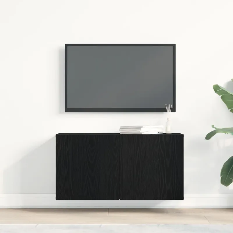 TV spintelė, juodo ąžuolo spalvos, 80x30x41 cm, inžinerinė mediena