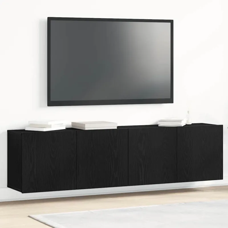 TV spintelės, 2 vnt., juodo ąžuolo spalvos, 160x30x41 cm, inžinerinė mediena