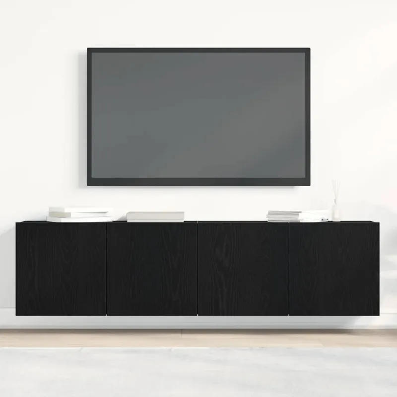 TV spintelės, 2 vnt., juodo ąžuolo spalvos, 160x30x41 cm, inžinerinė mediena