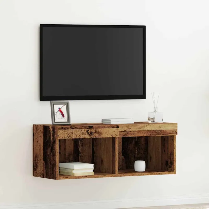 TV spintelių komplektas su LED Sena mediena 80 x 30 x 30 cm