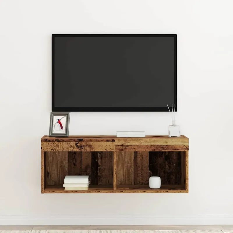 TV spintelių komplektas su LED Sena mediena 80 x 30 x 30 cm