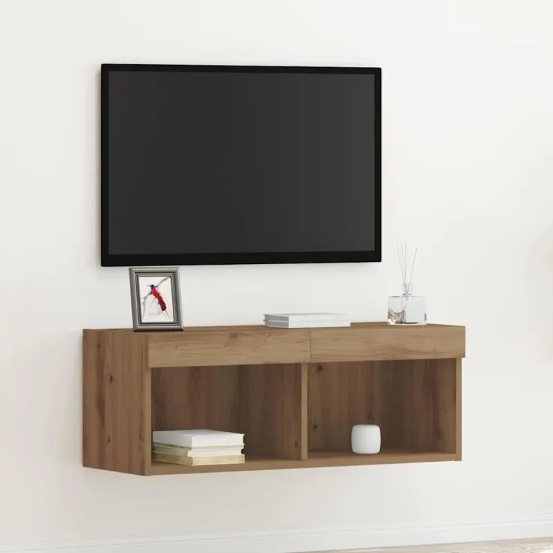 TV spintelių komplektas su LED artisano ąžuolo 80 x 30 x 30 cm