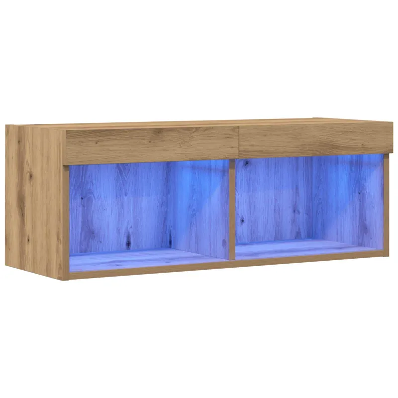 TV spintelių komplektas su LED artisano ąžuolo 80 x 30 x 30 cm