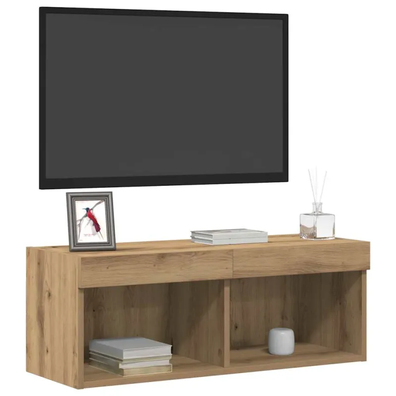 TV spintelių komplektas su LED artisano ąžuolo 80 x 30 x 30 cm