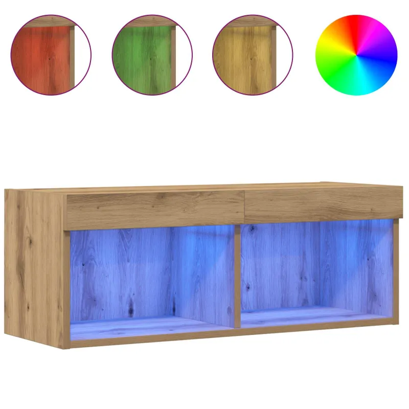 TV spintelių komplektas su LED artisano ąžuolo 80 x 30 x 30 cm