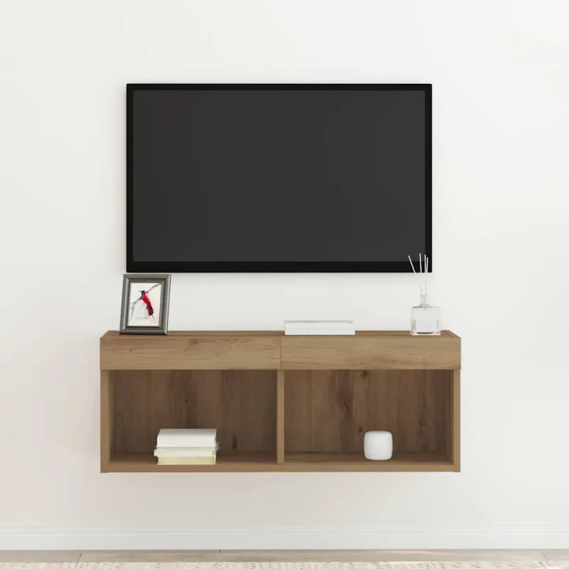 TV spintelių komplektas su LED artisano ąžuolo 80 x 30 x 30 cm