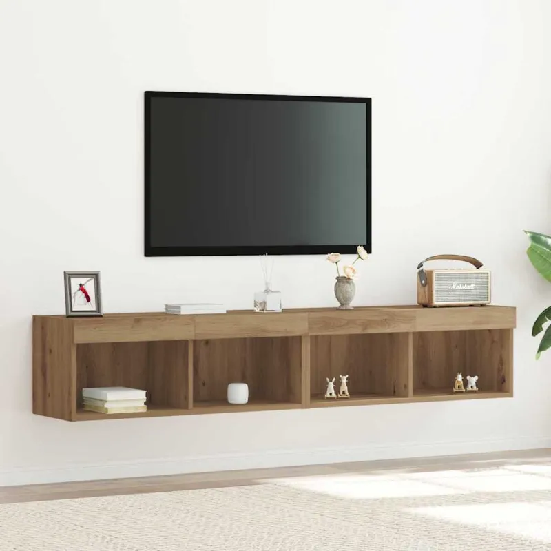 TV spintelių komplektas su LED 2 pcs Amatininkų ąžuolas