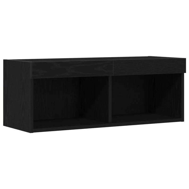 TV spintelių komplektas su LED Juodas ąžuolas 80 x 30 x 30 cm