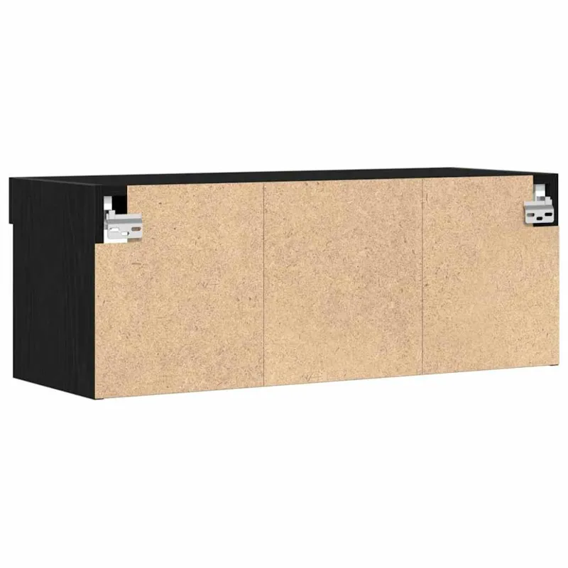 TV spintelių komplektas su LED Juodas ąžuolas 80 x 30 x 30 cm