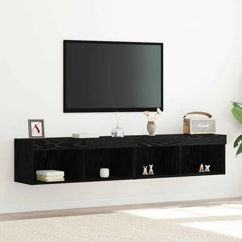 TV spintelių komplektas 2 pcs juoda ąžuolo 80 x 30 x 30 cm