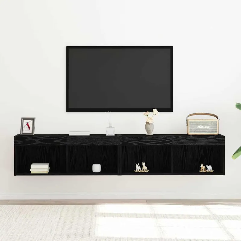 TV spintelių komplektas 2 pcs juoda ąžuolo 80 x 30 x 30 cm