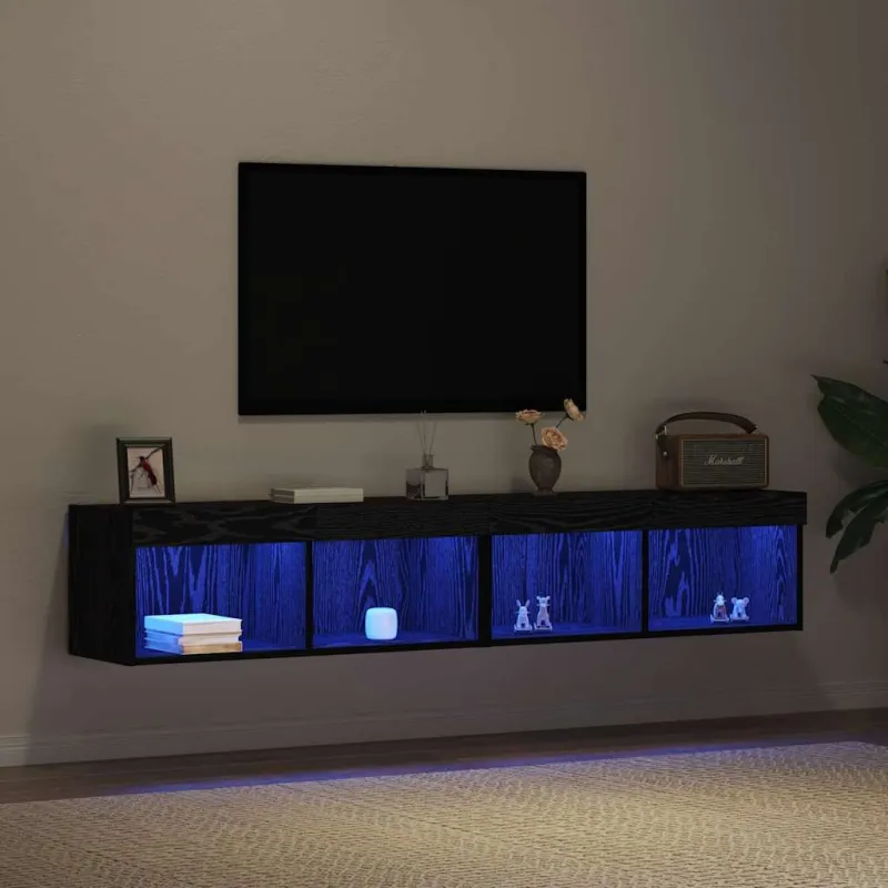 TV spintelių komplektas 2 pcs juoda ąžuolo 80 x 30 x 30 cm