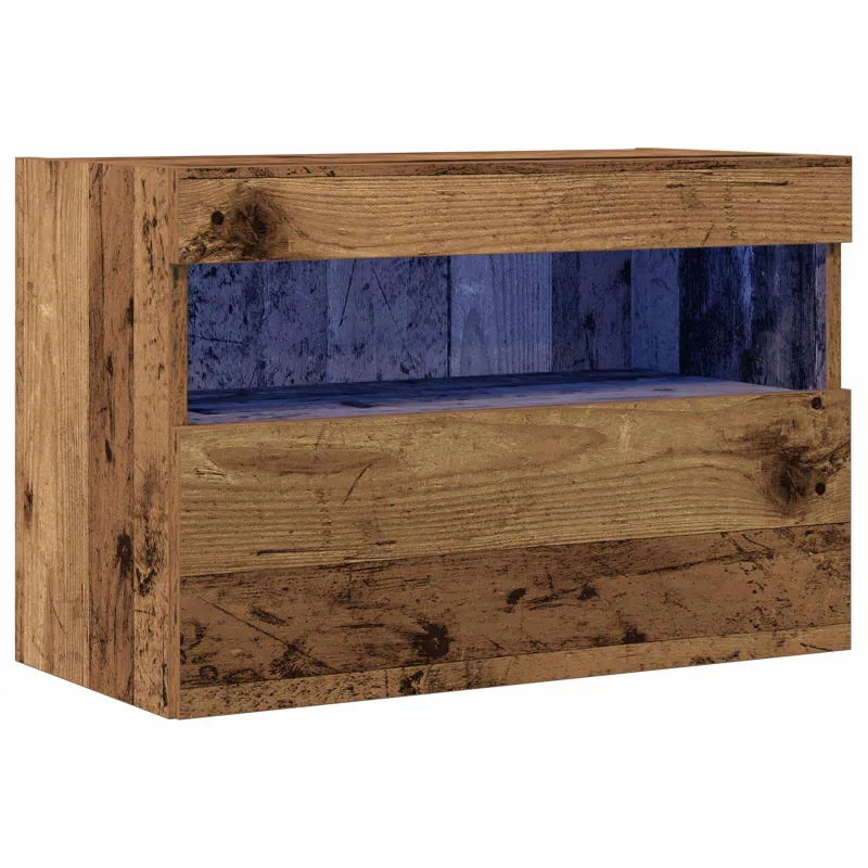 TV sieninė spintelė su LED Sena mediena 60 x 30 x 40 cm