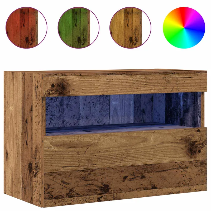 TV sieninė spintelė su LED Sena mediena 60 x 30 x 40 cm
