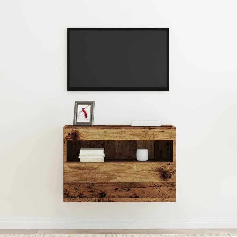 TV sieninė spintelė su LED Sena mediena 60 x 30 x 40 cm