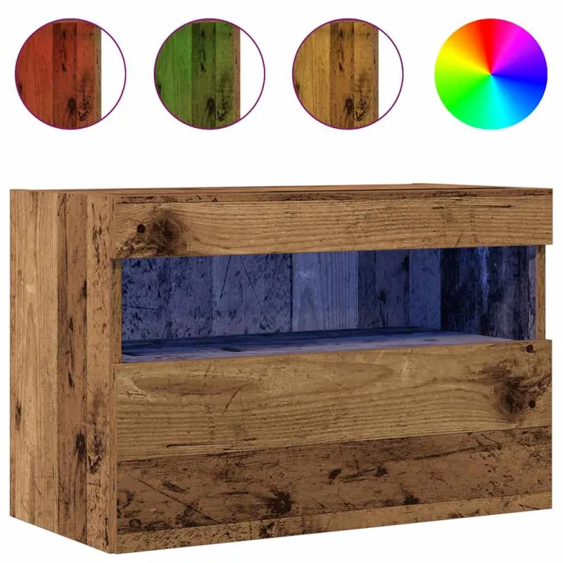 TV sieninė spintelė su LED 2 pcs Sena mediena 60 x 30 x 40 cm